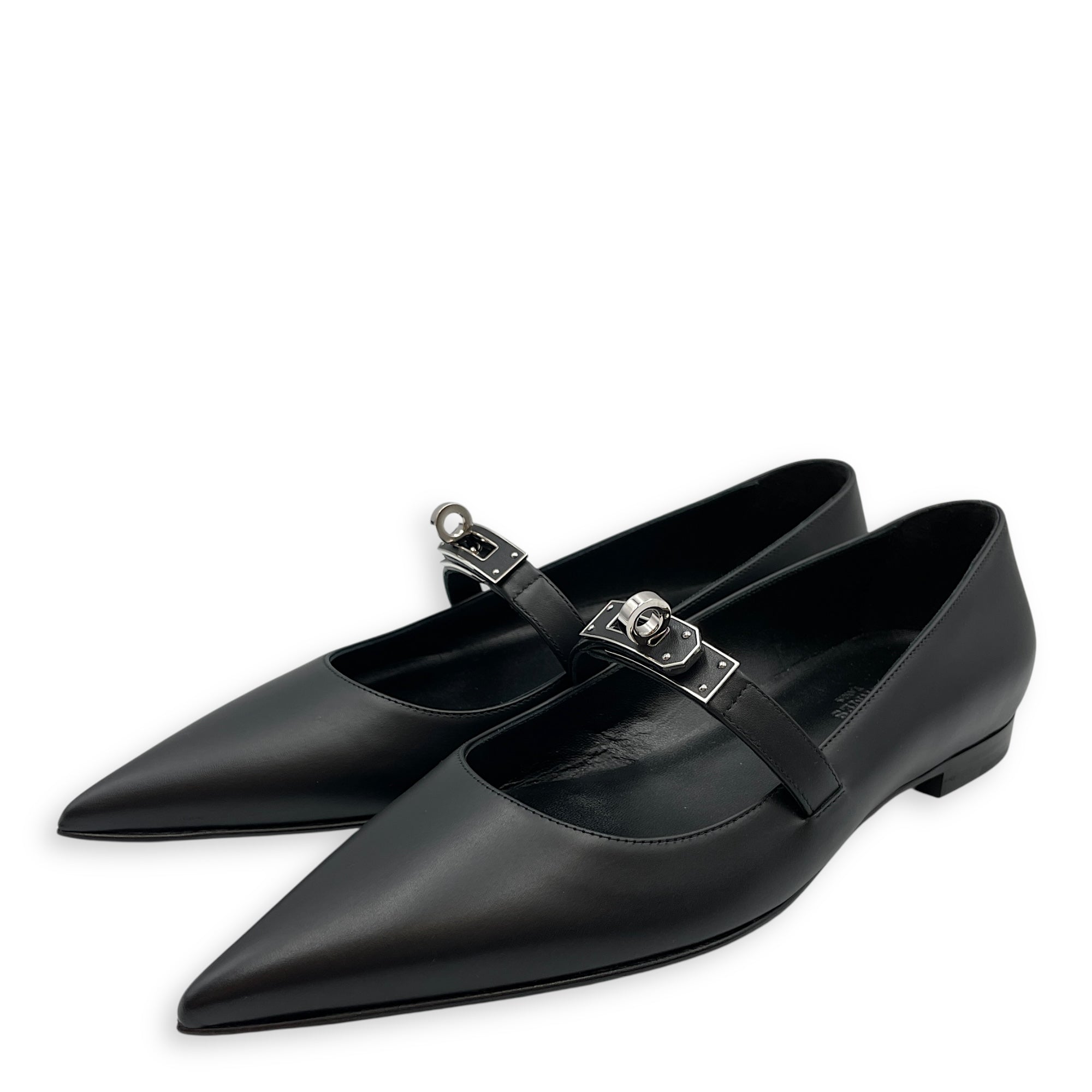Kelly 36 Black Ballet Flats in Calfskin