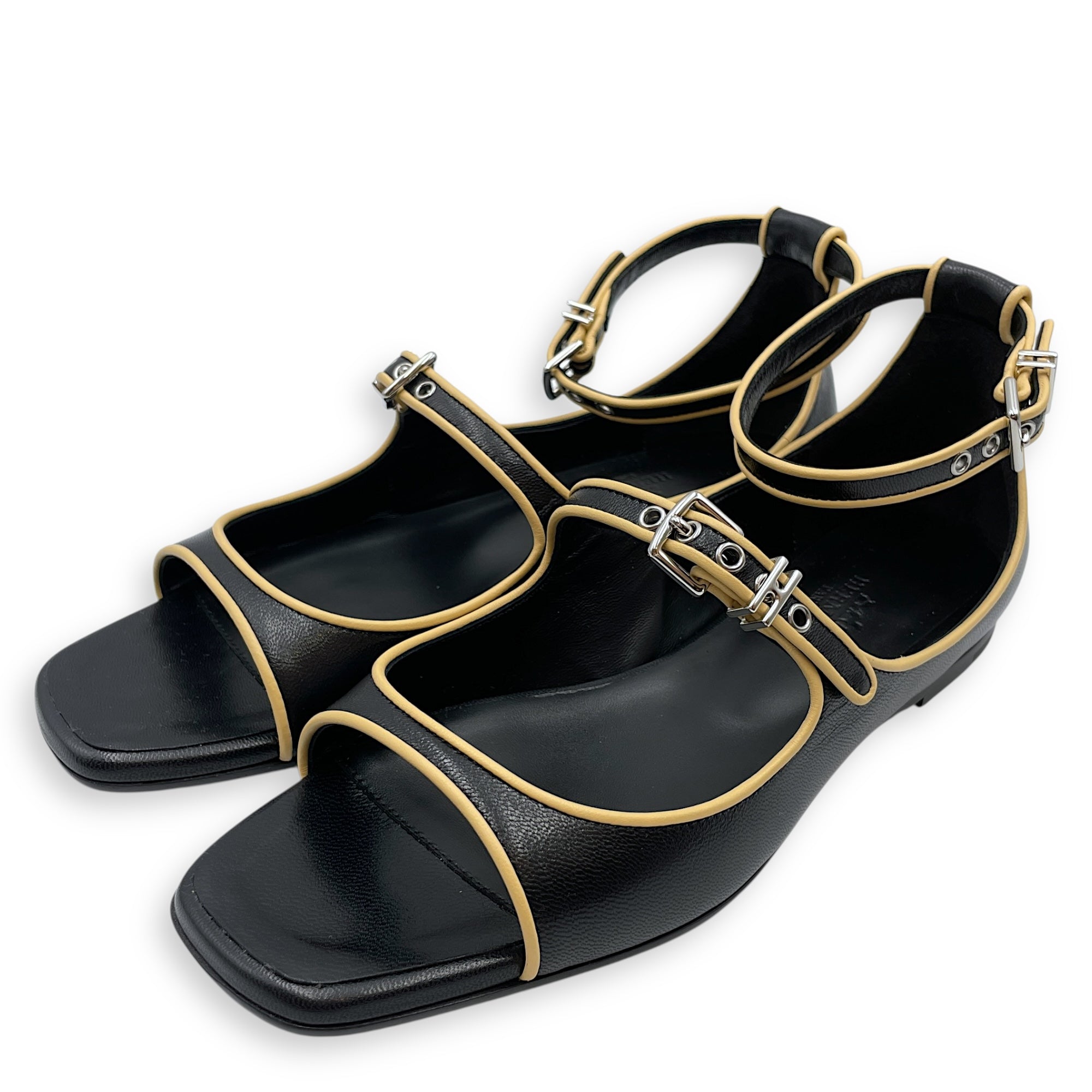 Kristen 37 Black Sandals in Nappa, Palladium hardware