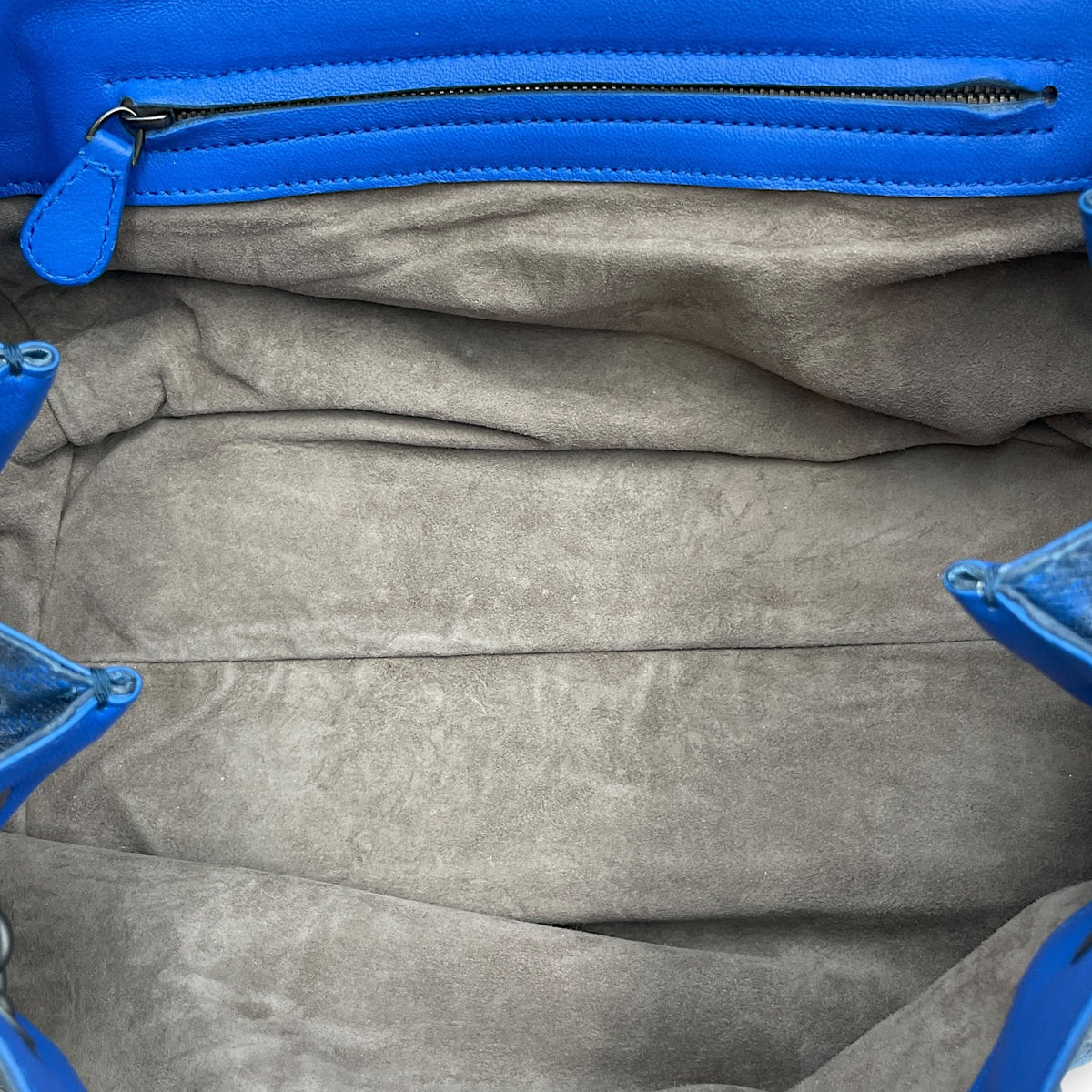 Intrecciato Cravatteria Flap Blue Shoulder Bag in Lizard Ruthenium hardware