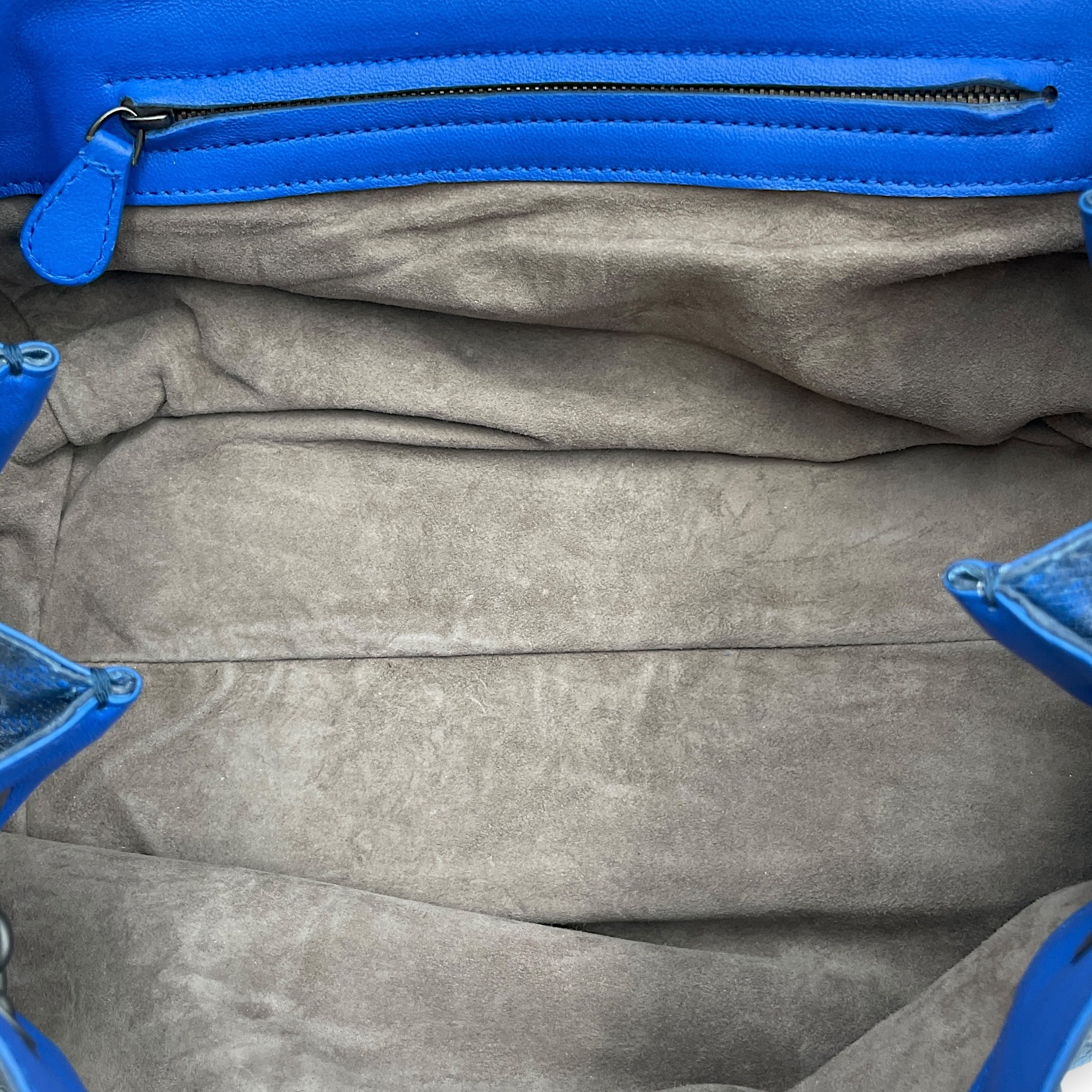 Intrecciato Cravatteria Flap Blue Shoulder Bag in Lizard, Ruthenium hardware