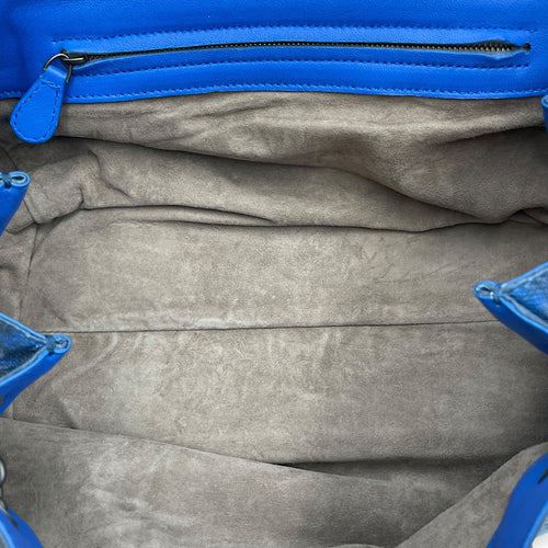 Intrecciato Cravatteria Flap Blue Shoulder Bag in Lizard, Ruthenium hardware