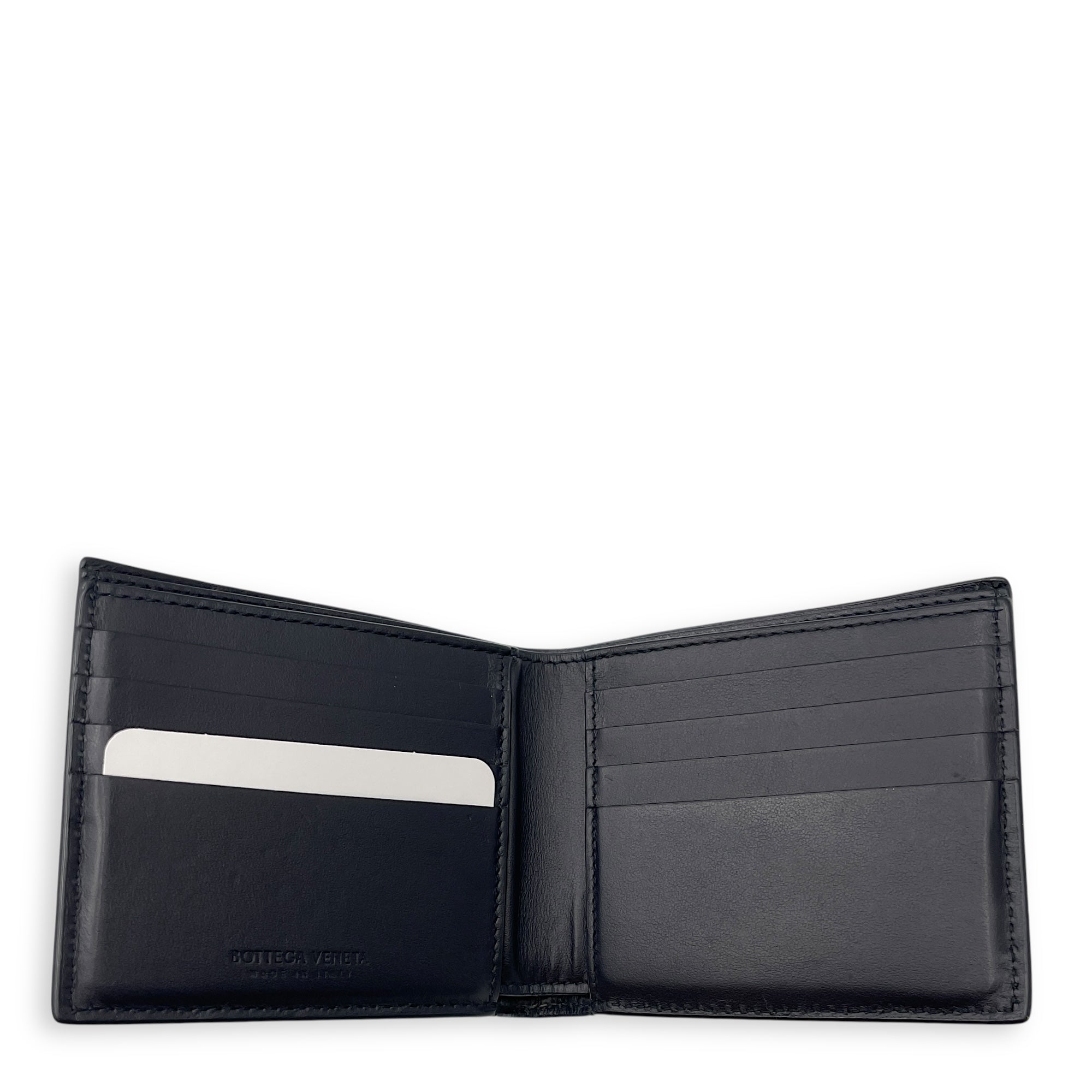 Bifold Intrecciato Black Wallet in Nappa Leather