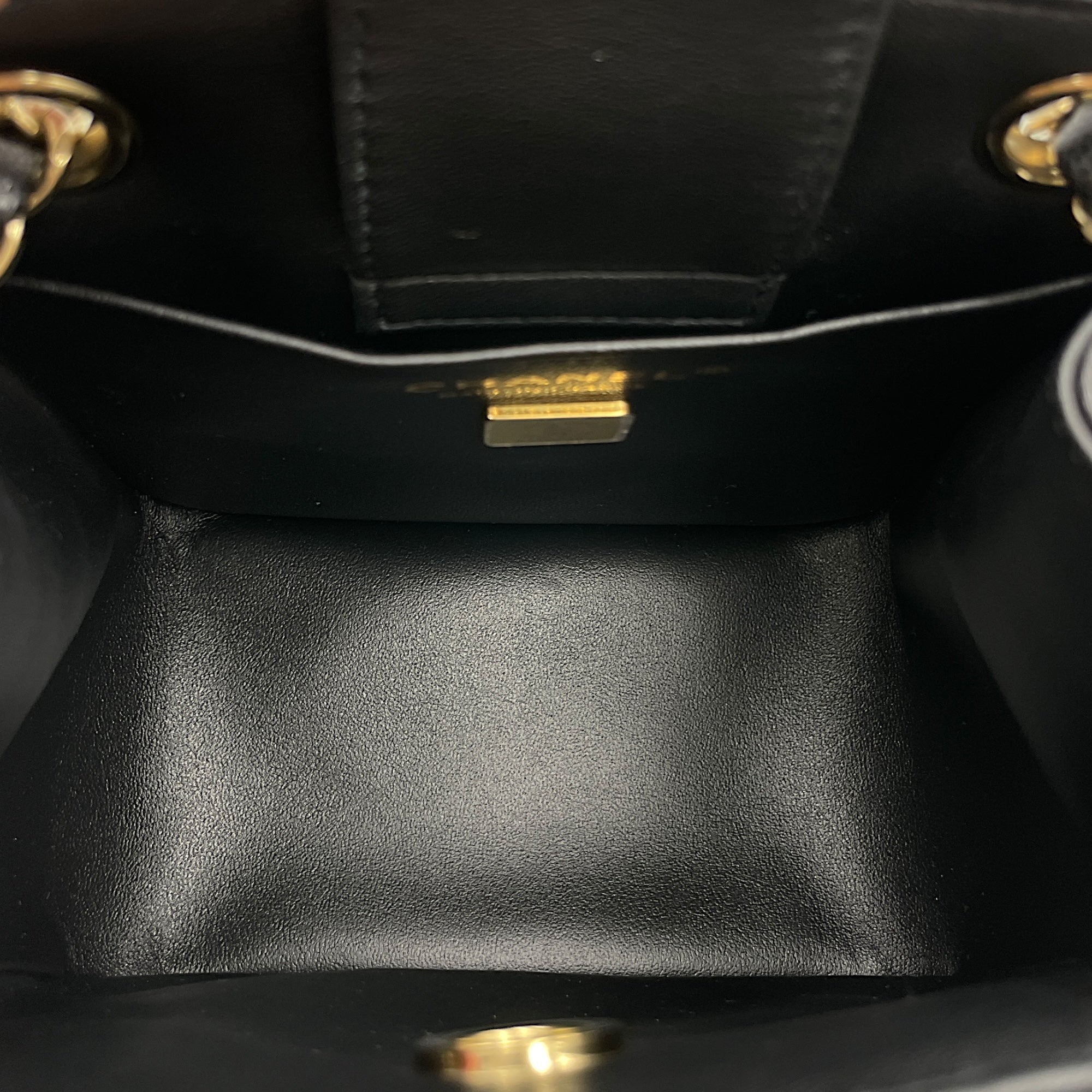 Classic Mini Black Bucket Bag in Caviar Leather, Gold hardware