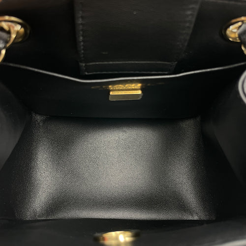 Classic Mini Black Bucket Bag in Caviar Leather, Gold hardware