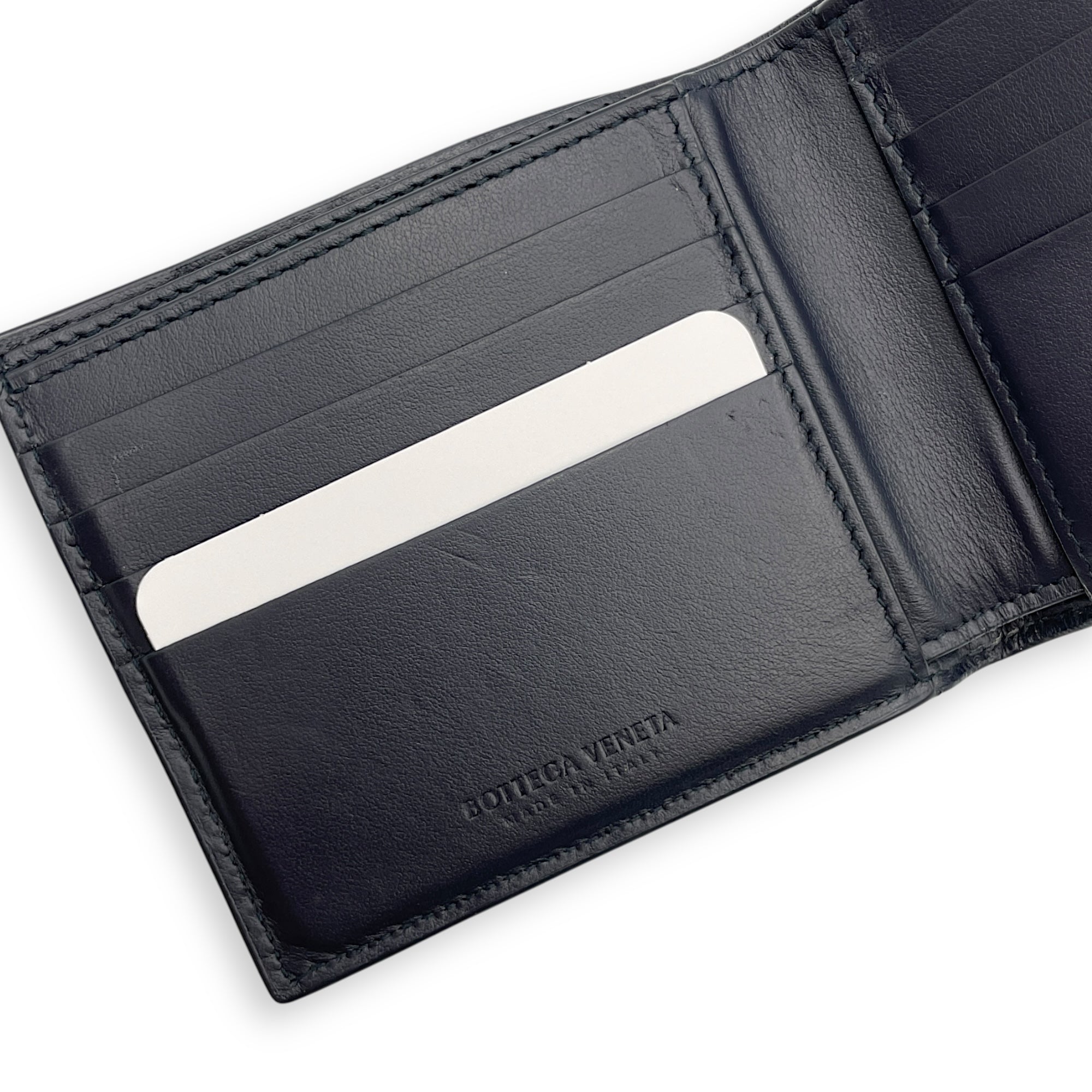 Bifold Intrecciato Black Wallet in Nappa Leather
