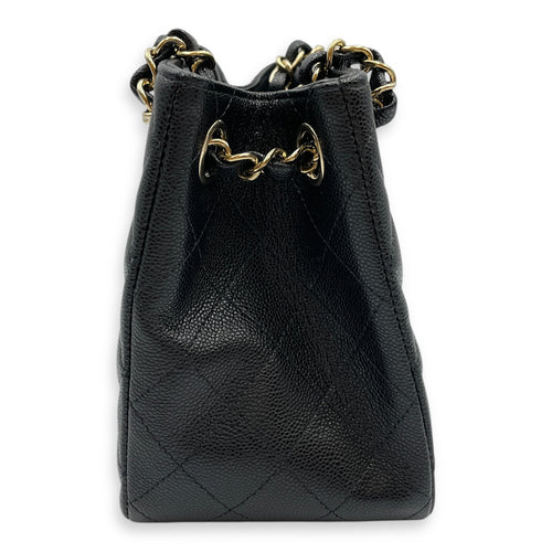 Classic Mini Black Bucket Bag in Caviar Leather, Gold hardware
