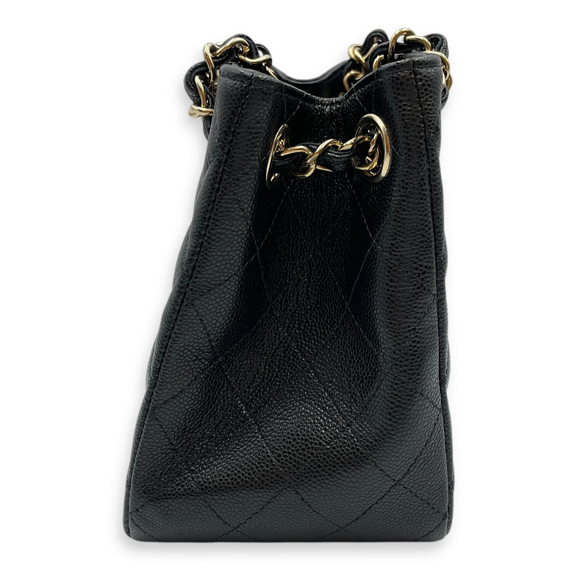 Classic Mini Black Bucket Bag in Caviar Leather, Gold hardware