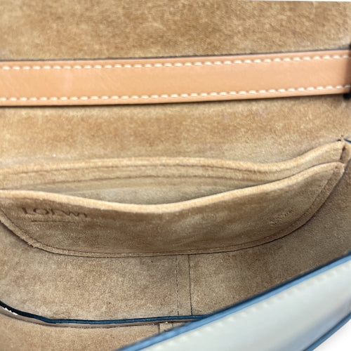 Gate Small Beige Crossbody Bag in Calfskin, Gold hardware