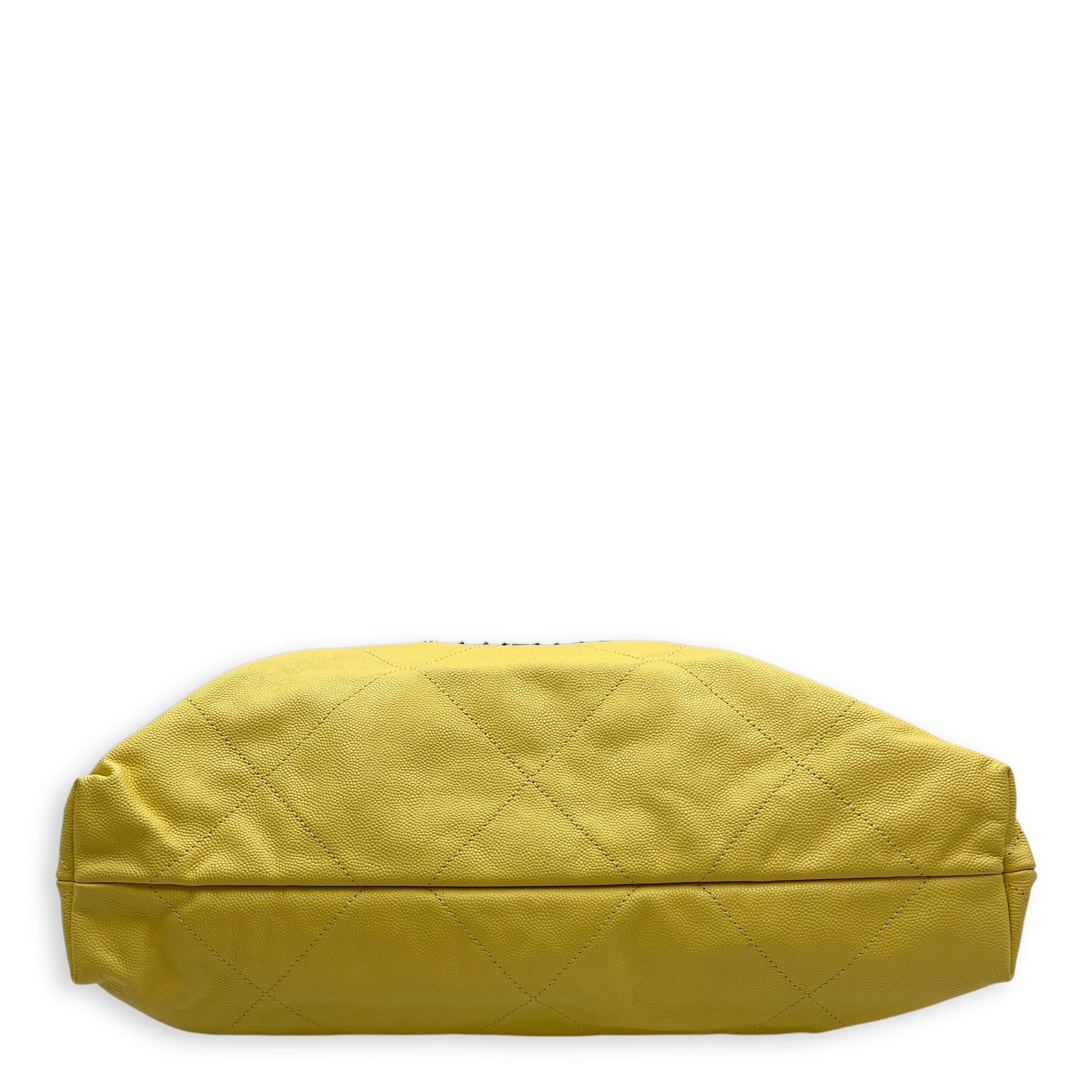 C22 Medium Yellow Shoulder Bag in Caviar Leather, Gold hardware