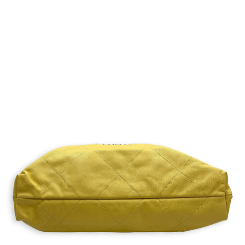 C22 Medium Yellow Shoulder Bag in Caviar Leather, Gold hardware