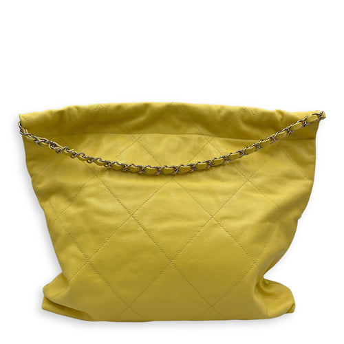 C22 Medium Yellow Shoulder Bag in Caviar Leather, Gold hardware