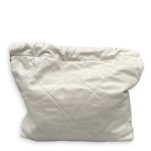 C22 Small White Shoulder Bag in Calfskin, Silver hardware