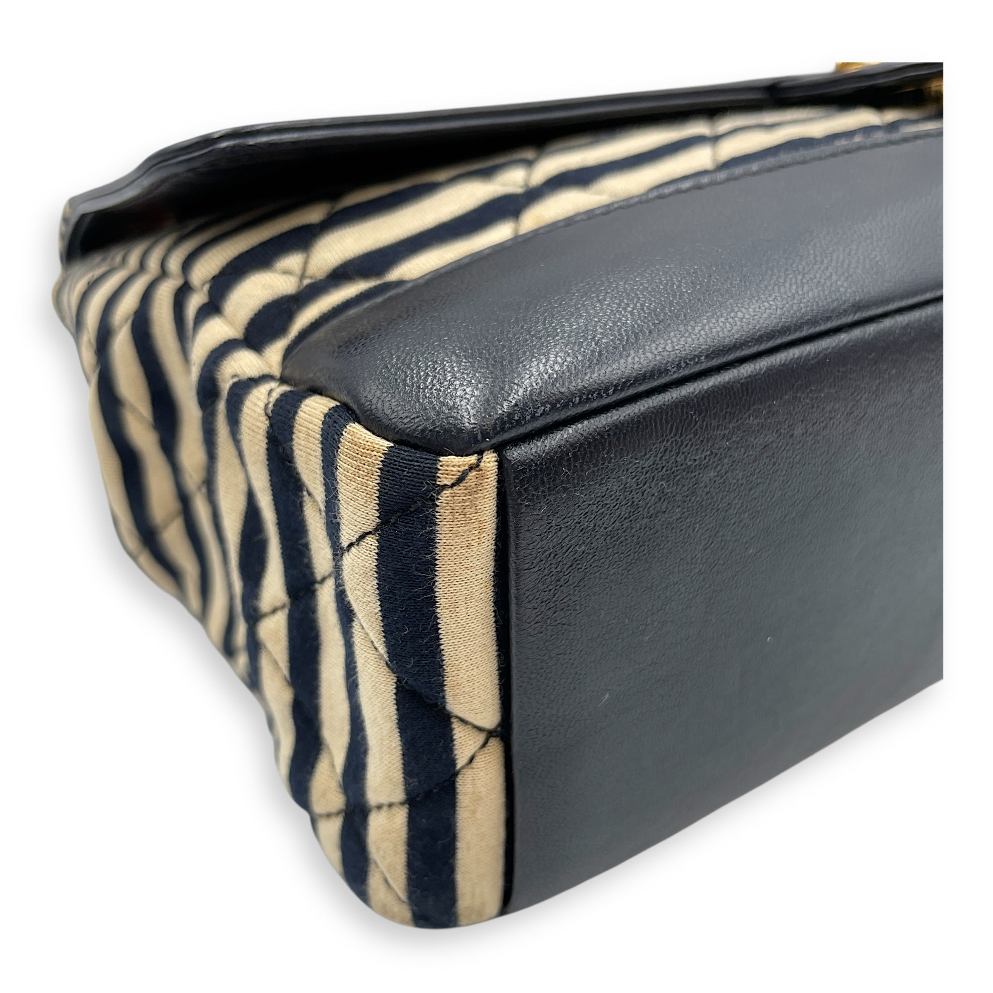 Coco Sailor Stripped Multi-colour Shoulder Bag in Jersey/Calfskin, Gold hardware