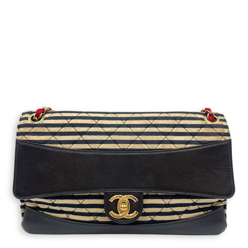 Coco Sailor Stripped Multi-colour Shoulder Bag in Jersey/Calfskin, Gold hardware