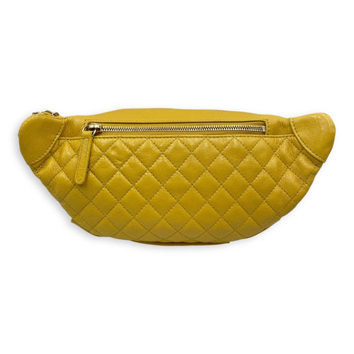 Quilted  Yellow Waist Pouch in Calfskin Gold hardware CL2508-14647 2
