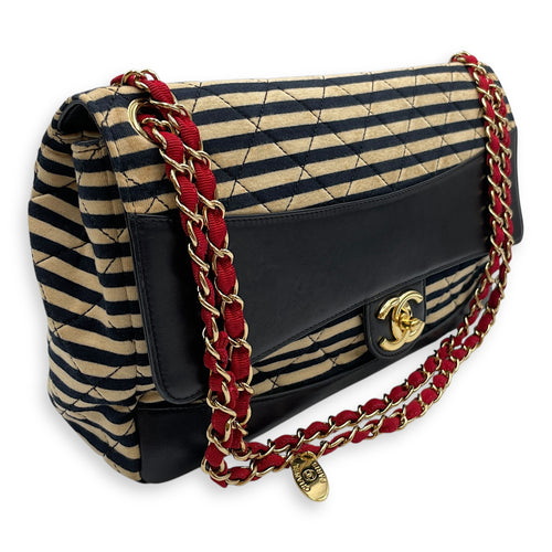 Coco Sailor Stripped Multi-colour Shoulder Bag in Jersey/Calfskin, Gold hardware