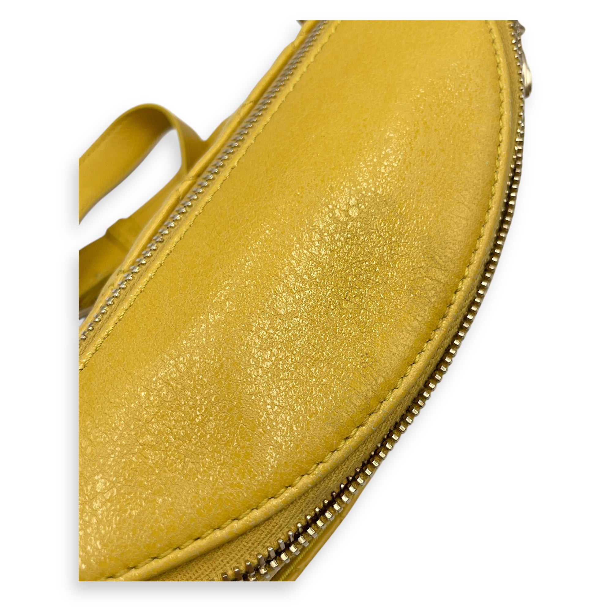 Quilted Yellow Waist Pouch in Calfskin, Gold hardware