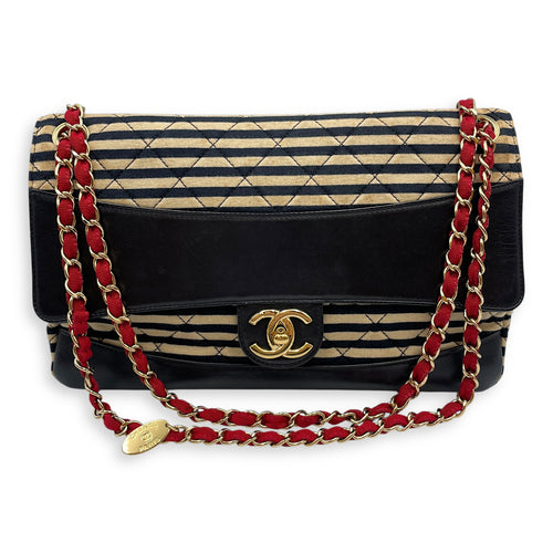 Coco Sailor Stripped Multi-colour Shoulder Bag in Jersey/Calfskin, Gold hardware