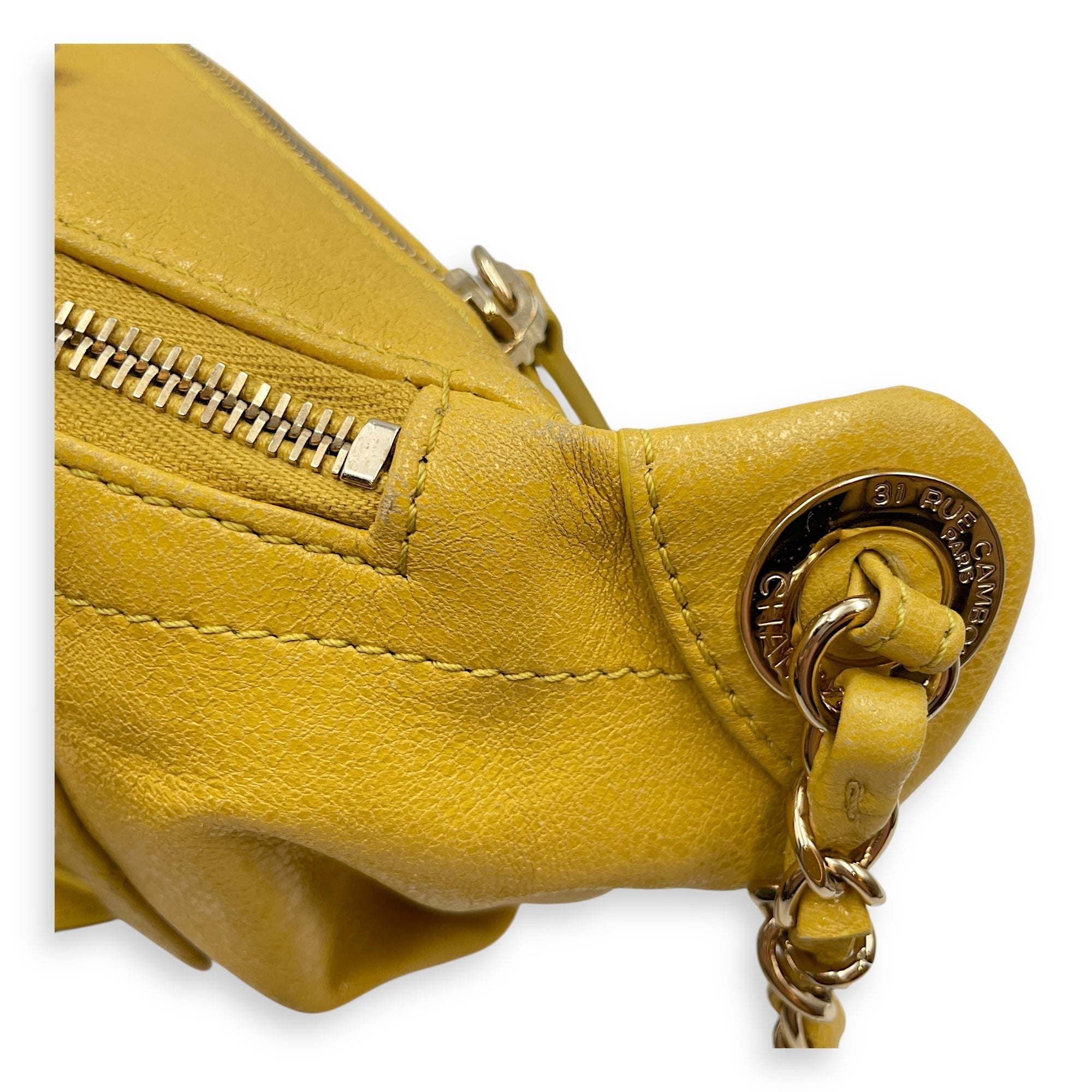 Quilted  Yellow Waist Pouch in Calfskin Gold hardware CL2508-14647 12