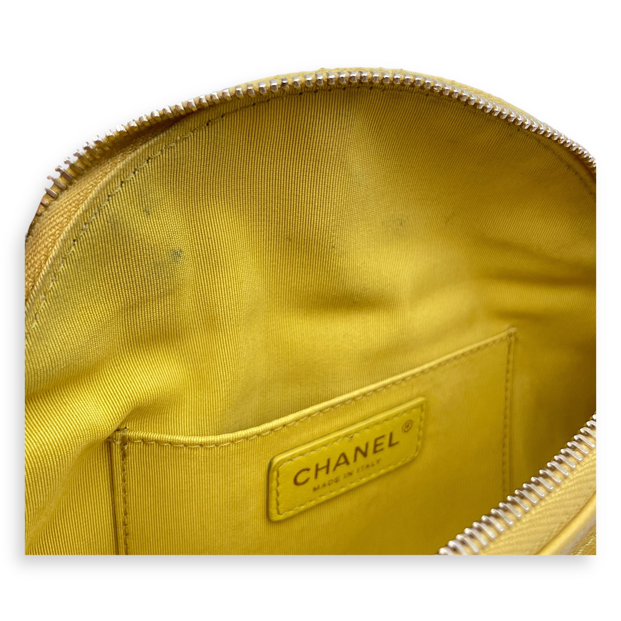 Quilted Yellow Waist Pouch in Calfskin, Gold hardware