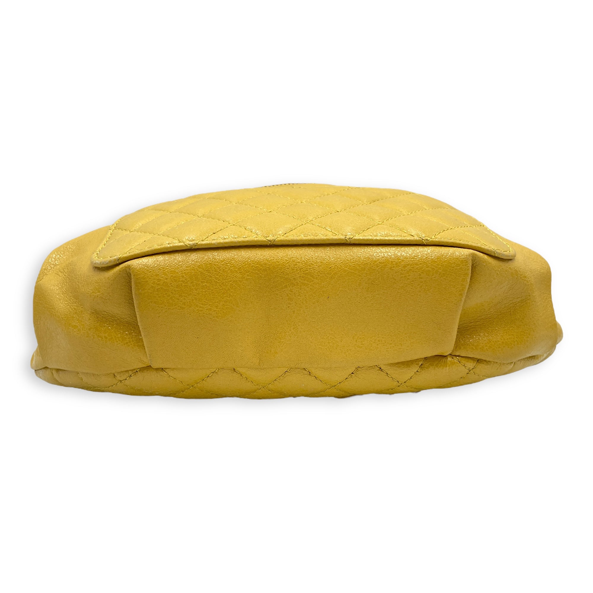 Quilted Yellow Waist Pouch in Calfskin, Gold hardware
