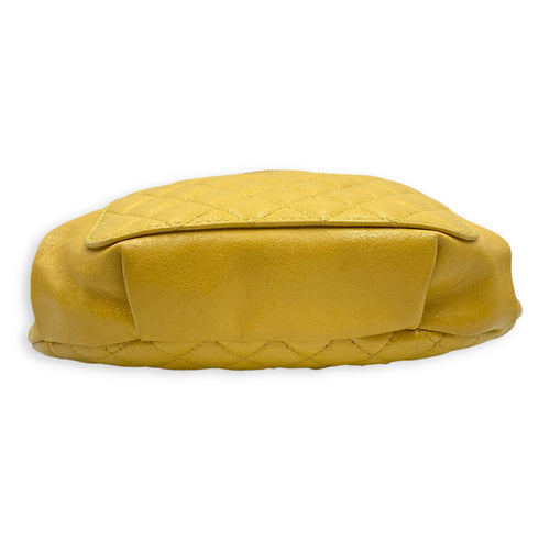 Quilted Yellow Waist Pouch in Calfskin, Gold hardware
