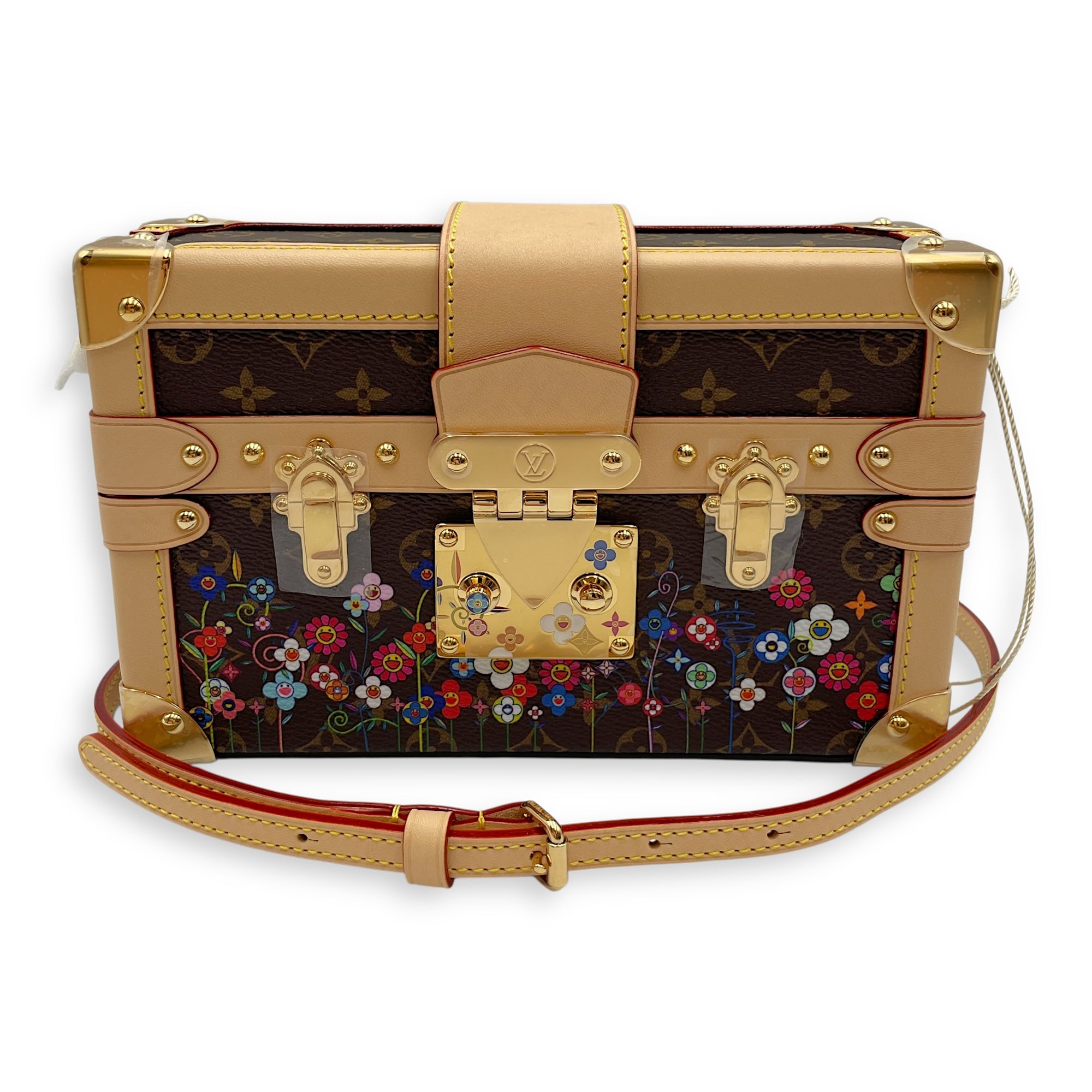 LV x TM Petite Malle Monogram Mini Multi-Color Trunk in Calfskin, Gold hardware