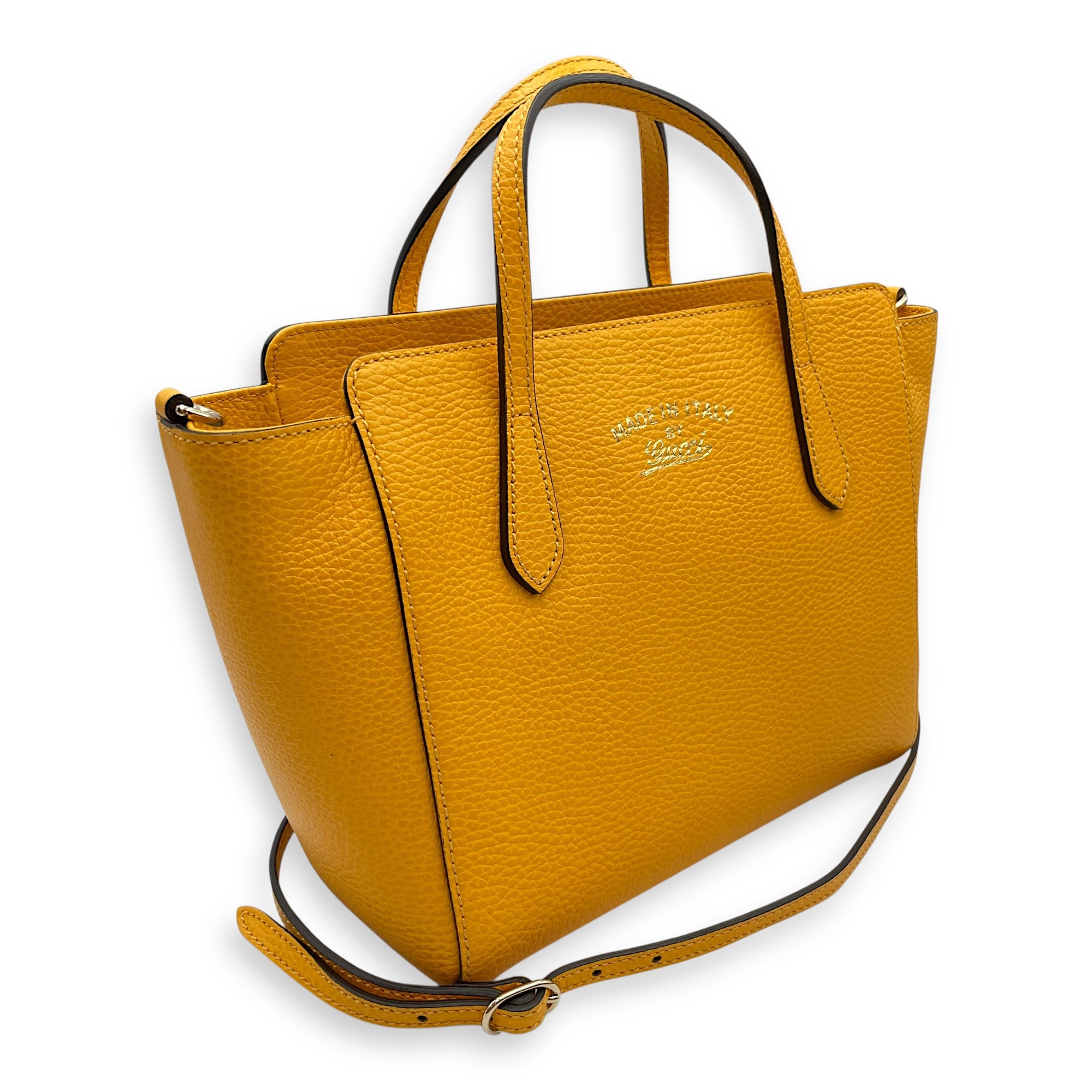 Swing Yellow Tote Bag in Calfskin, Gold hardware