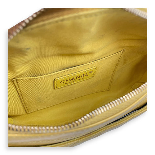 Quilted Yellow Waist Pouch in Calfskin, Gold hardware