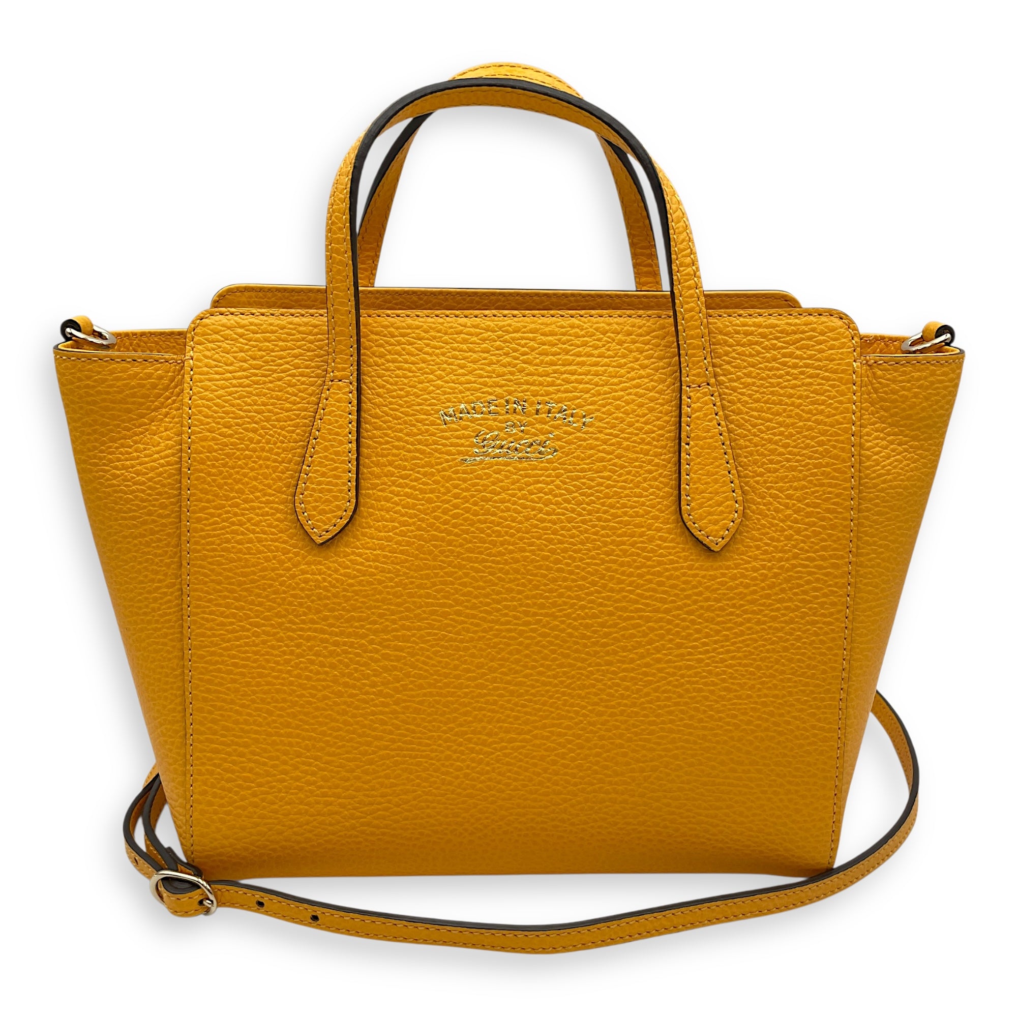 Swing Yellow Tote Bag in Calfskin, Gold hardware