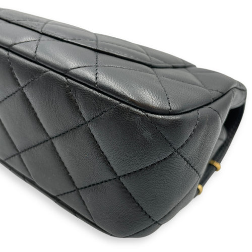 Quilted CoCo with Charms Black Flap Bag in Lambskin, Gold / ruthenium hardware