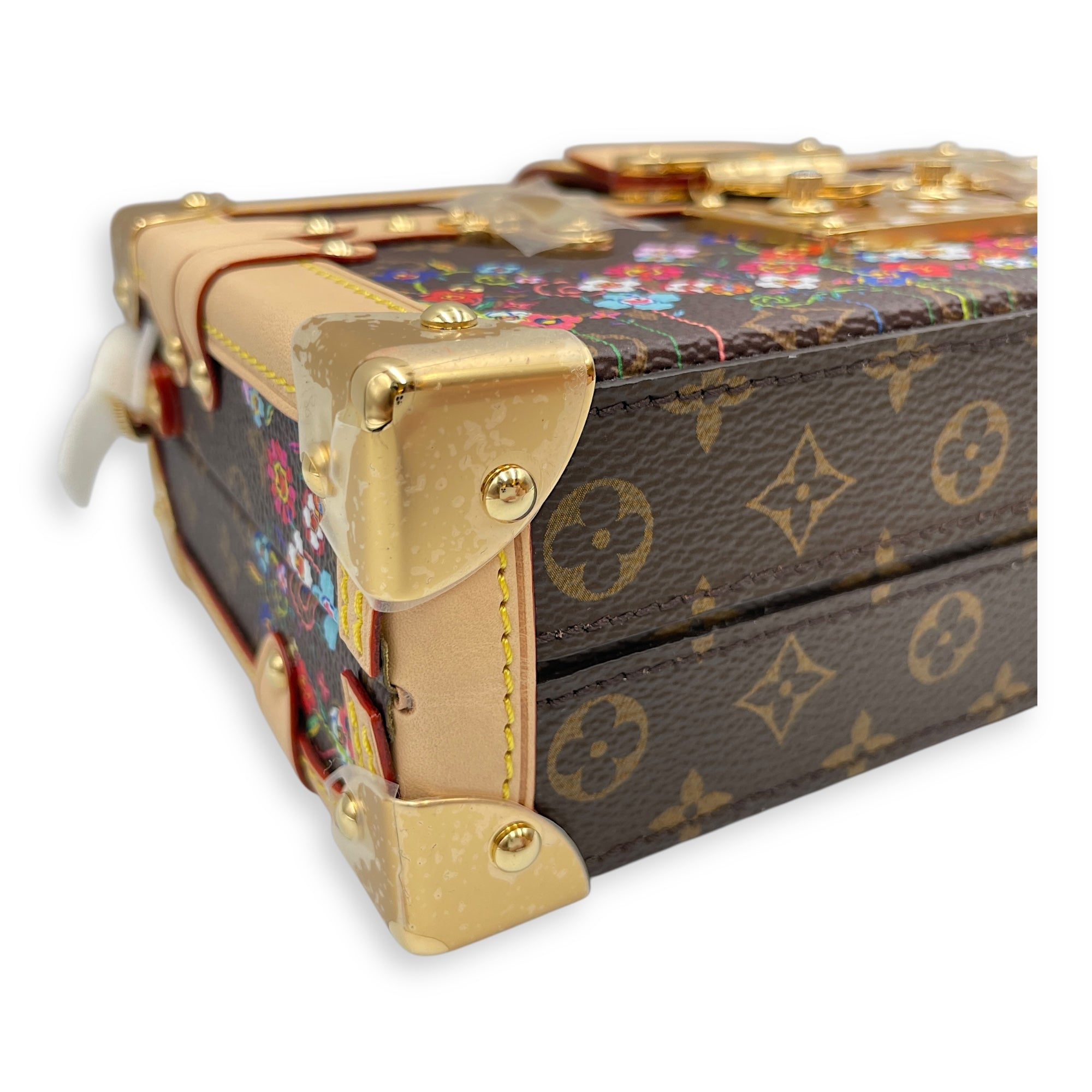 LV x TM Petite Malle Monogram Mini Multi-Color Trunk in Calfskin, Gold hardware