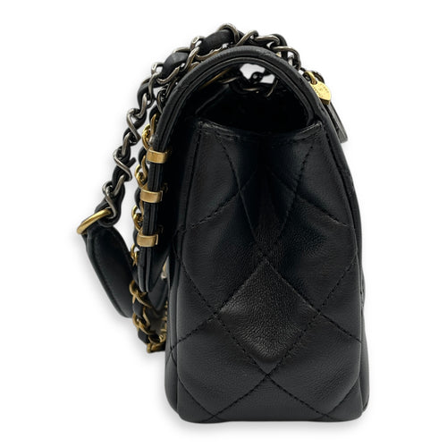 Quilted CoCo with Charms Black Flap Bag in Lambskin, Gold / ruthenium hardware