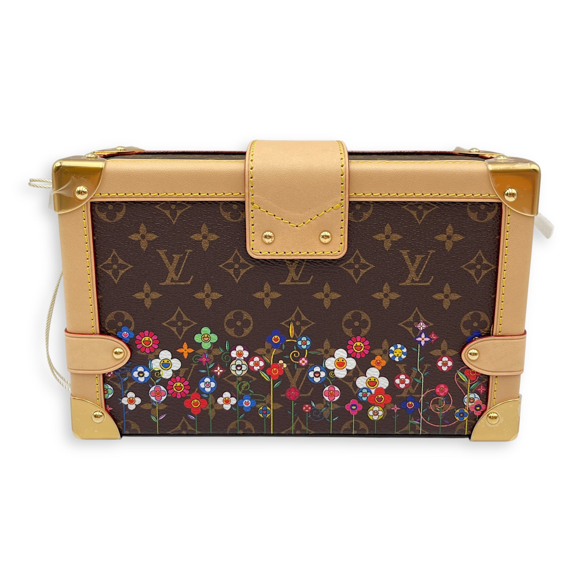 LV x TM Petite Malle Monogram Mini Multi-Color Trunk in Calfskin, Gold hardware