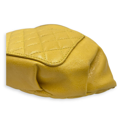 Quilted Yellow Waist Pouch in Calfskin, Gold hardware
