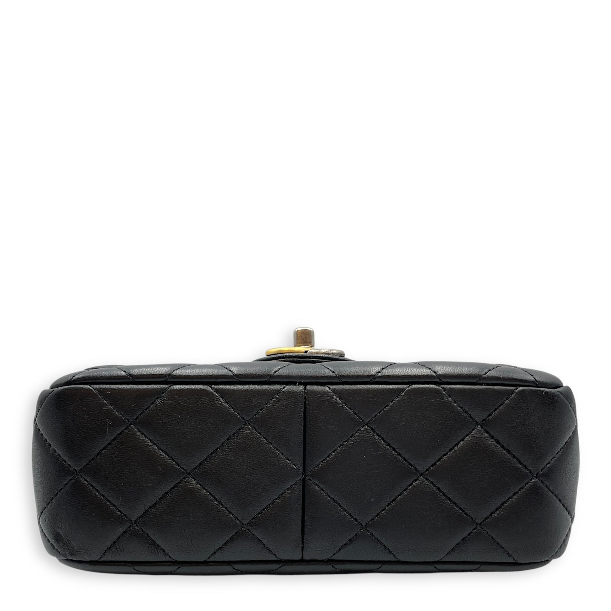 Quilted CoCo with Charms Black Flap Bag in Lambskin, Gold / ruthenium hardware
