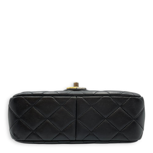 Quilted CoCo with Charms Black Flap Bag in Lambskin, Gold / ruthenium hardware