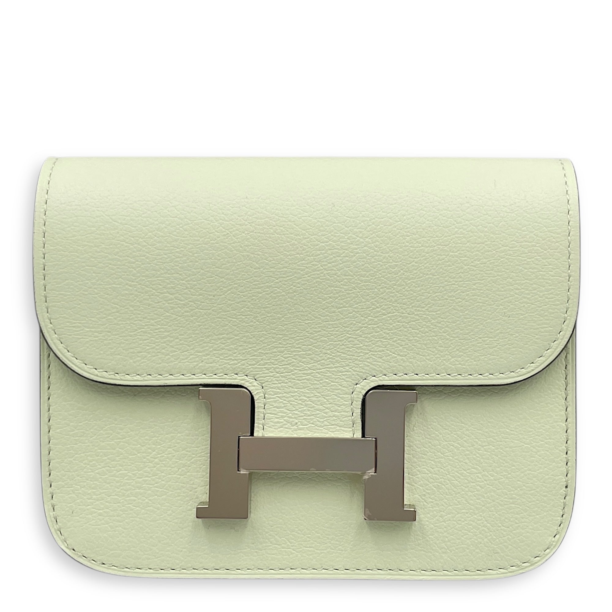 Constance Slim Vert Fizz Wallet in Swift, Palladium hardware