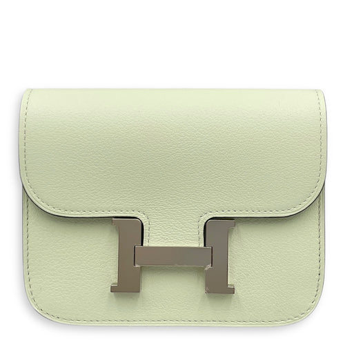 Constance Slim Vert Fizz Wallet in Swift, Palladium hardware