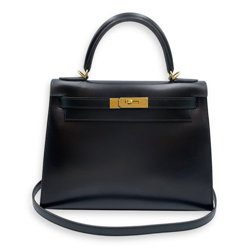 Sellier Kelly 28 Black in Box, Gold hardware