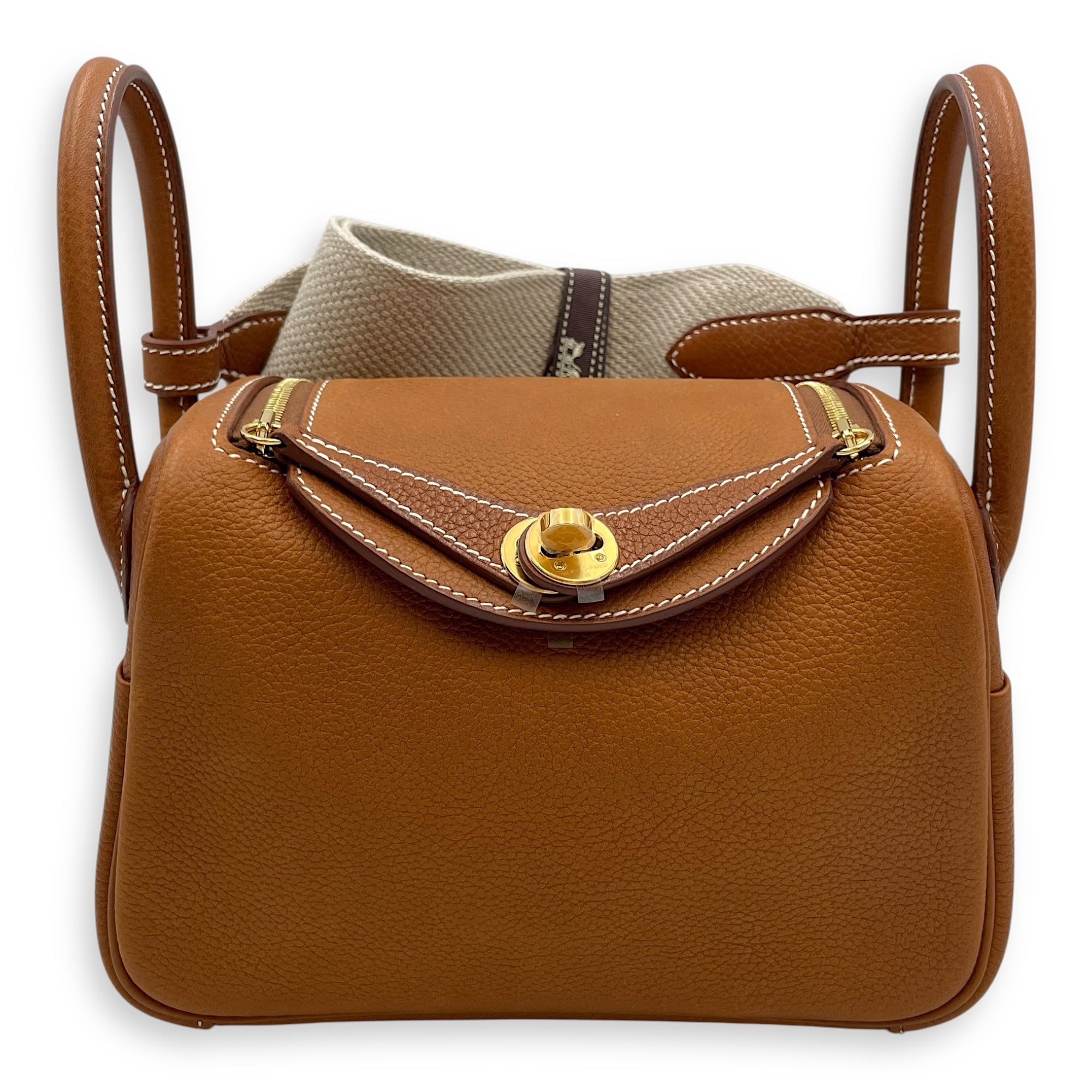 Lindy II Mini Fauve in Barenia Faubourg, Gold hardware