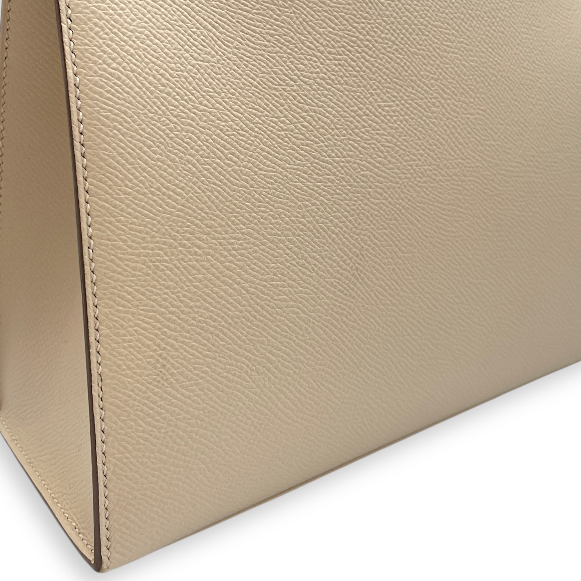 HSS Sellier Kelly 25 Nata/Gris Perle in Epsom, Gold hardware