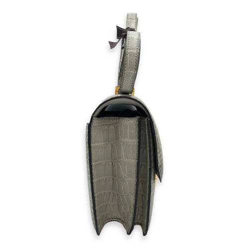 Constance 18 Gris Perle in Matte Alligator Gold hardware