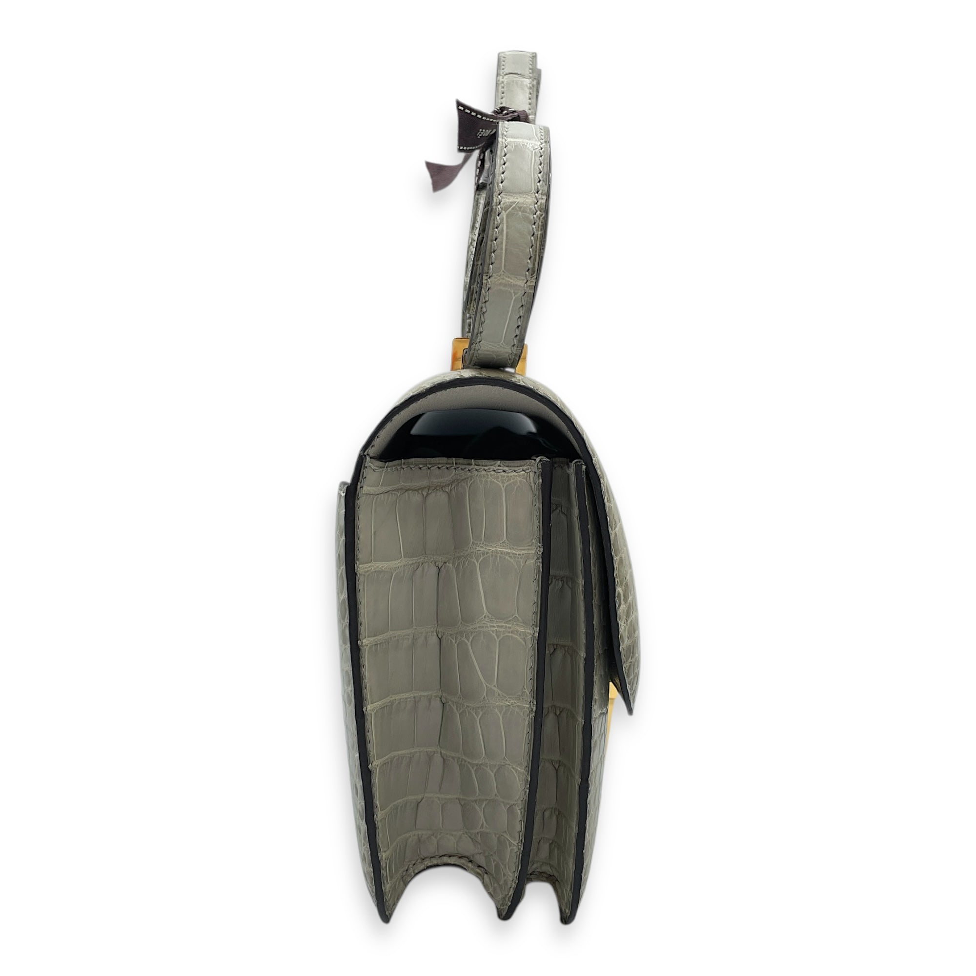 Constance 18 Gris Perle in Matte Alligator, Gold hardware