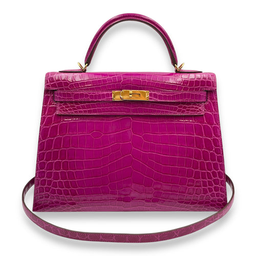 Sellier Kelly 32 Rose Sheherazade in Shiny Niloticus, Gold hardware