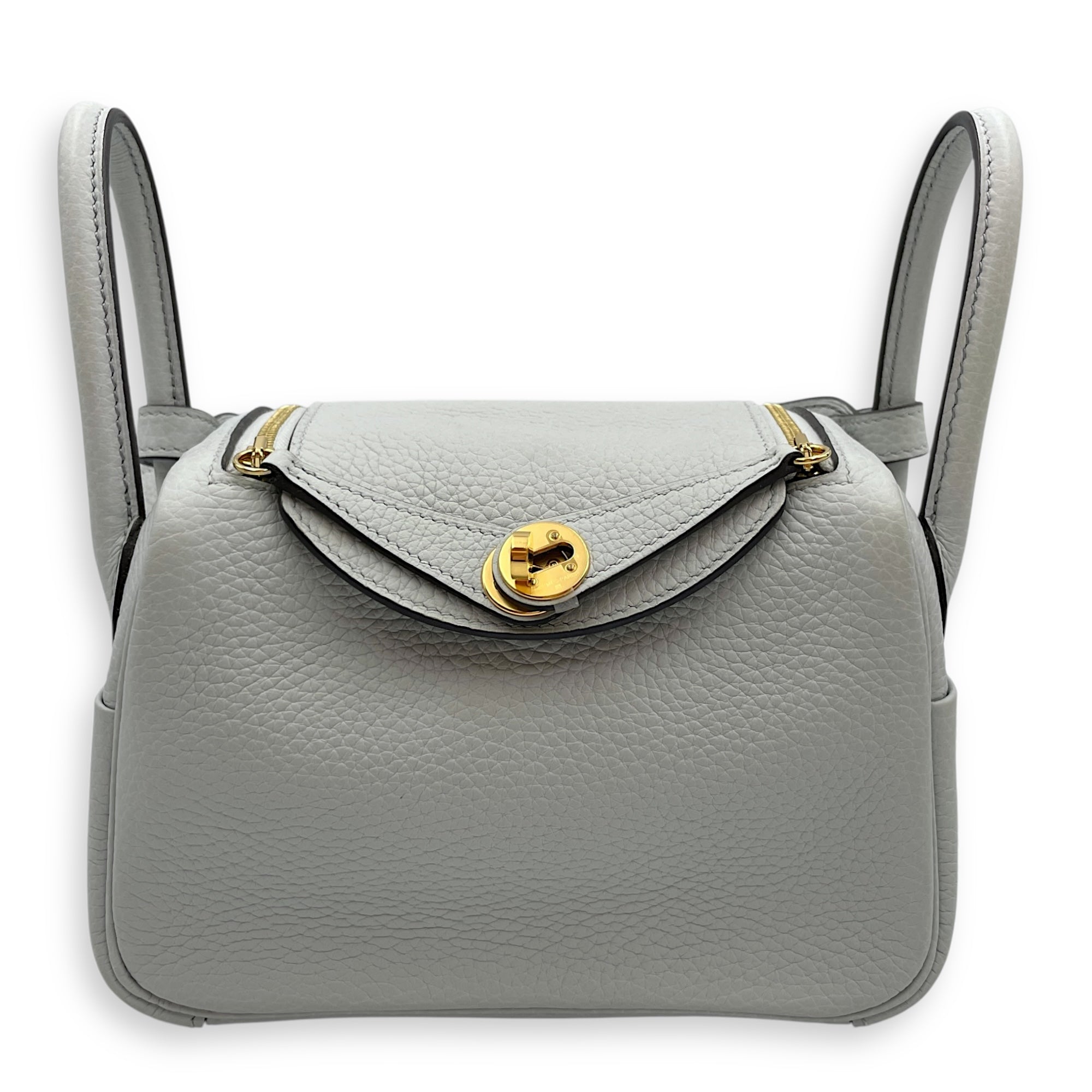 Lindy Mini Blue Pale in Clemence, Gold hardware