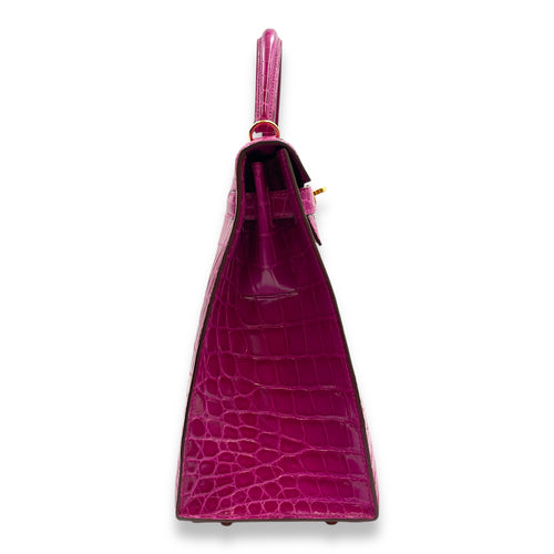 Sellier Kelly 32 Rose Sheherazade in Shiny Niloticus, Gold hardware