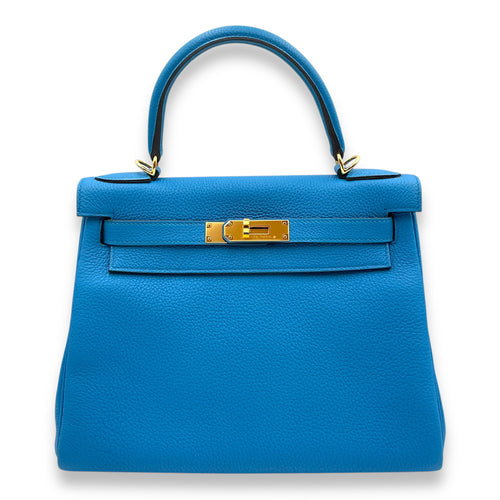 Kelly 28 Blue Zanzibar in Togo Gold hardware