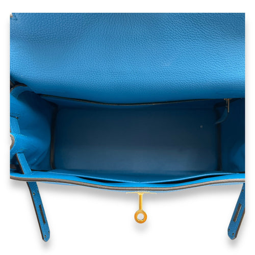 Kelly 28 Blue Zanzibar in Togo Gold hardware
