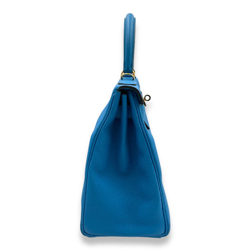 Kelly 28 Blue Zanzibar in Togo Gold hardware